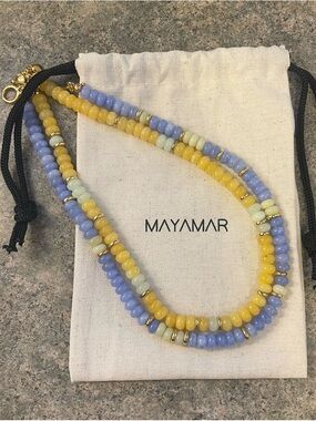 Curated Set of Mayamar Beaded Necklaces  Blue and Yellow - perfect for summer!